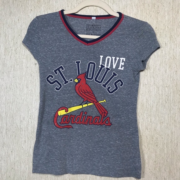 5th & Ocean Tops - ST. LOUIS CARDINALS Short Sleeve V-Neck Top, sz 10
